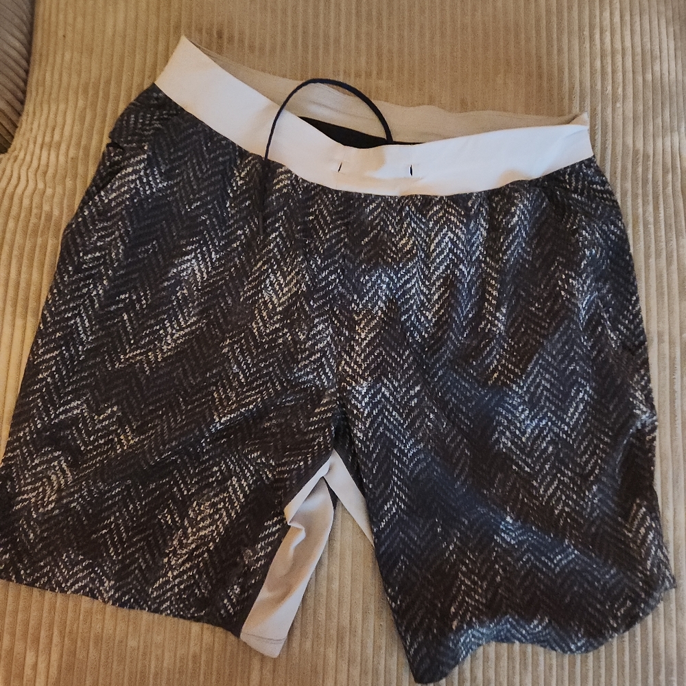 Black and White Lululemon Mens Shorts